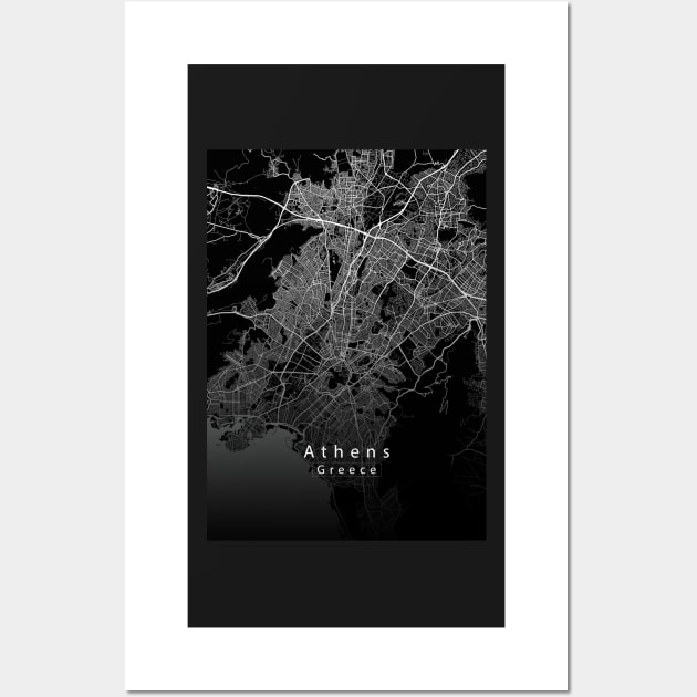 Athens Greece City Map dark Wall Art by Robin-Niemczyk